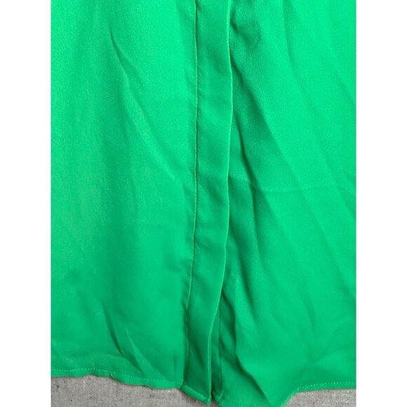 Premise Green Blouse Top Shirt Pleated Sleeves Button Front Dress Career Sz XL - Picture 4 of 7